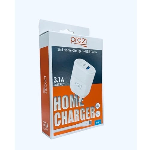 #0445 Cargador pro21 3.1A Tipo-C. entrada PD USB-C +USB