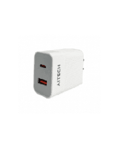 #1584 Cargador De Pared Aitech Carga Super Rápida 45W Usb + Usb-C Blanco
