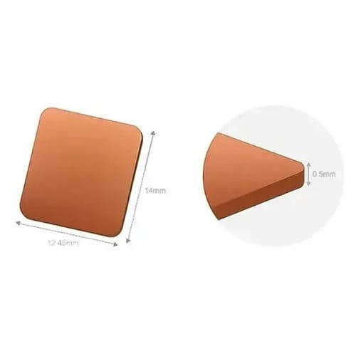 #1841 Disipador Cobre Soldadura CPU 12.45mm x 14mm x 0.5mm  x2 Unidades